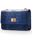 Mini chain bag, blue croc, side