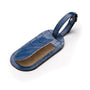 Leather luggage tag, cobalt croc