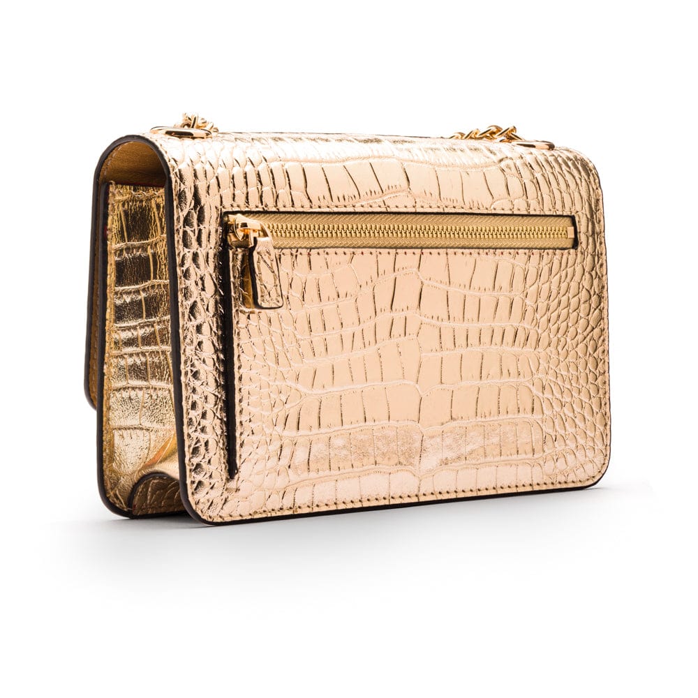 Mini chain bag, gold croc, back