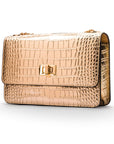 Mini chain bag, gold croc, side