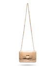 Mini chain bag, gold croc, with long chain strap