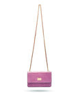 Mini chain bag, lilac croc, with chain strap