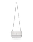 Mini chain bag, white croc, with chain strap