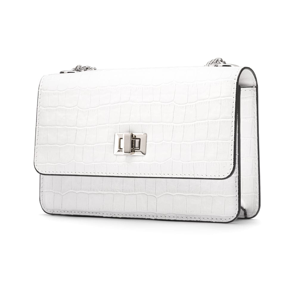 Mini chain bag, white croc, side