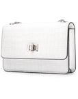 Mini chain bag, white croc, side