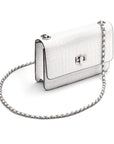 Mini chain bag, white croc, with strap