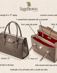 Large leather Morgan bag, features and dimensions