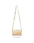 Small leather shoulder bag, gold croc, with shoulder strap