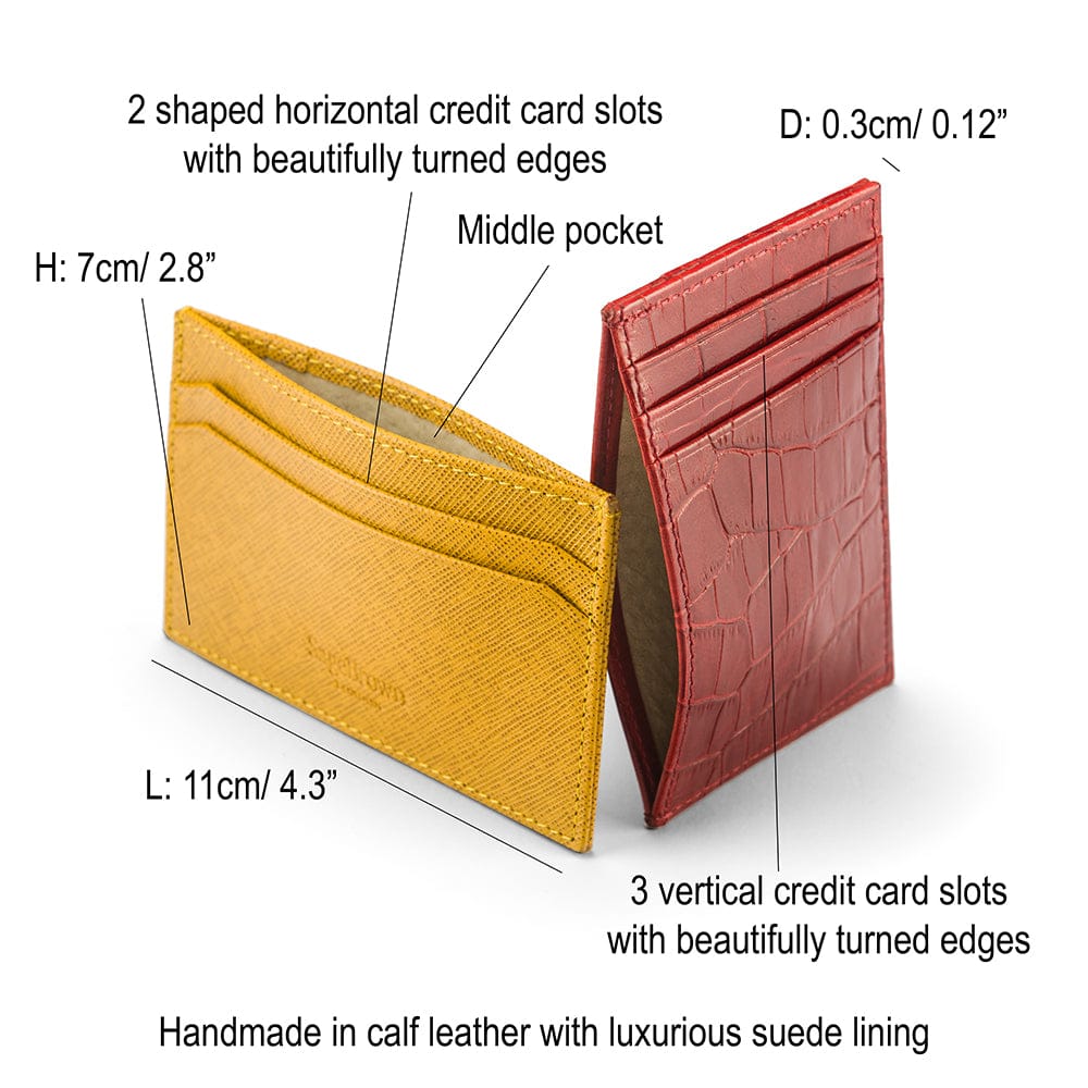 Leather credit card holder, features and dimensions