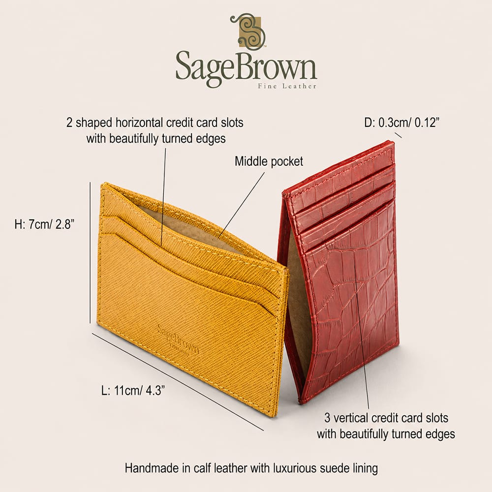 Ultra-Slim Flat Leather Card Wallet, features and dimensions