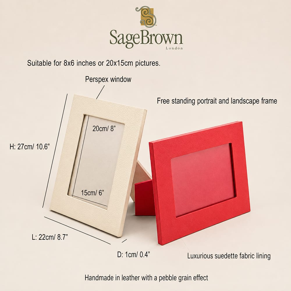 Leather photo frame 8x6 inch, features and dimensions