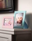 Leather photo frame, pink, landscape lifestyle