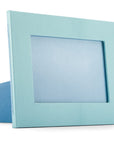 Leather photo frame, baby blue, landscape front