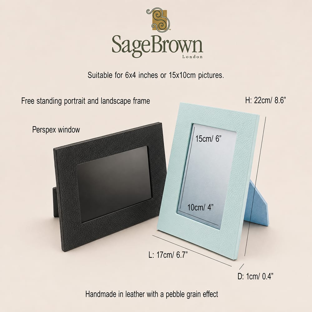 Leather photo frame 6x4 inch, features and dimensions