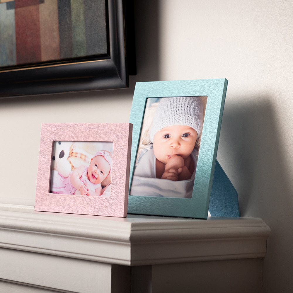 Leather photo frame, baby pink, 6x4", lifestyle