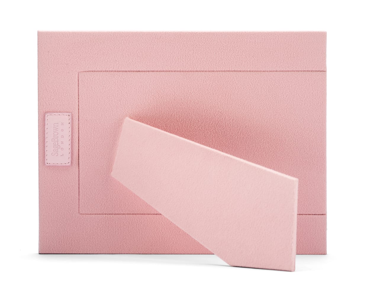 Leather photo frame, pink, landscape back