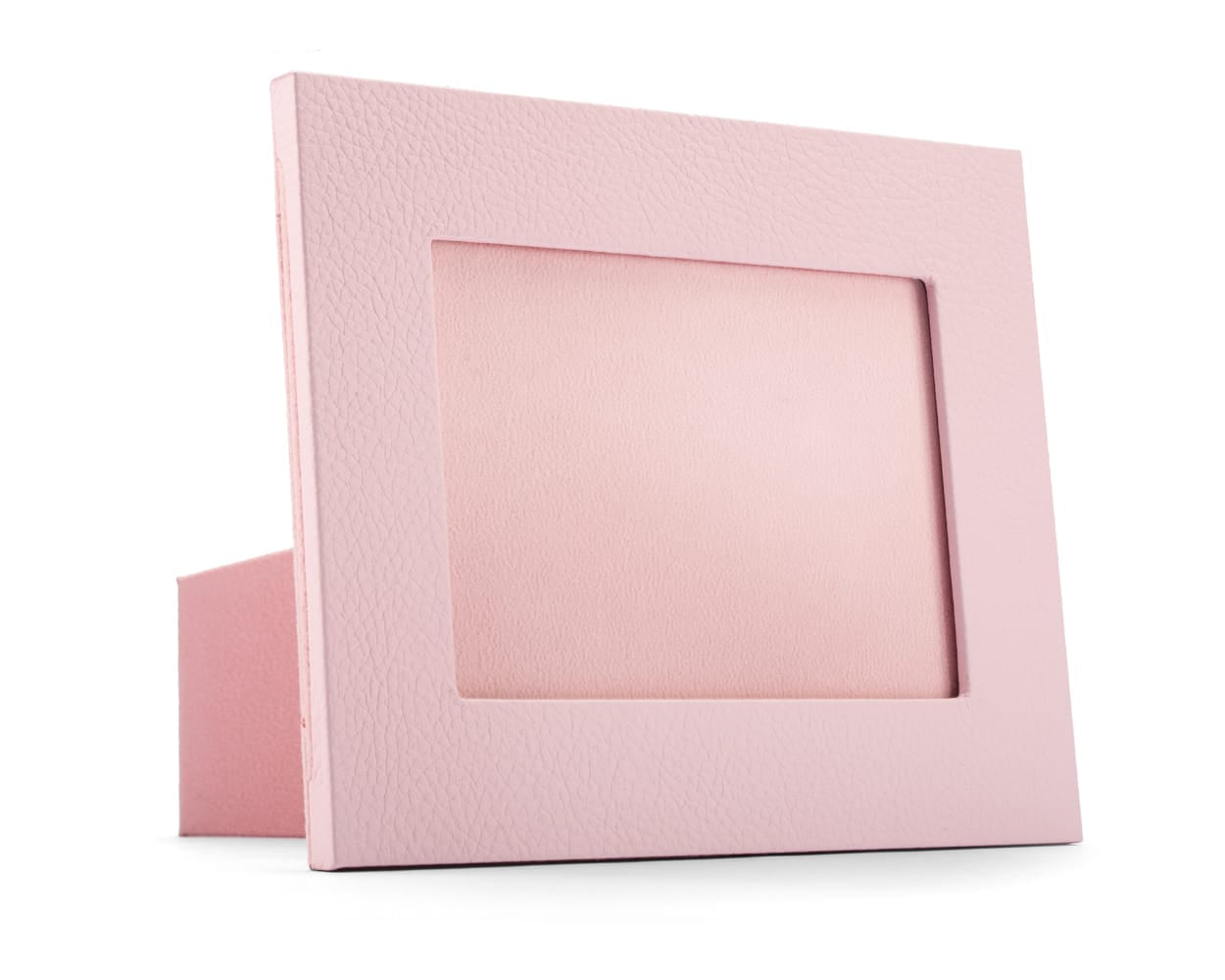 Leather photo frame, pink, landscape, front