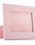 Leather photo frame, pink, landscape, front