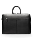 15" slim leather laptop bag, black, front