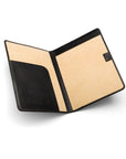 A4 leather document folder, black, open view