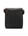 A4 portrait medium leather messenger bag, black pebble grain, back