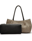 Midi woven leather bag, black and ecru check, inner bag