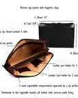 Leather A4 document case, features and dimensions