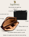 Leather A4 document case, features and dimensions