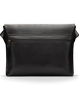 Men's large leather messenger bag, black, back