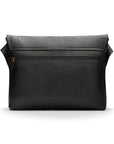 Men's large leather messenger bag, black pebble grain, back