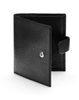 Compact leather RFID billfold wallet with tab, black, with tab closure