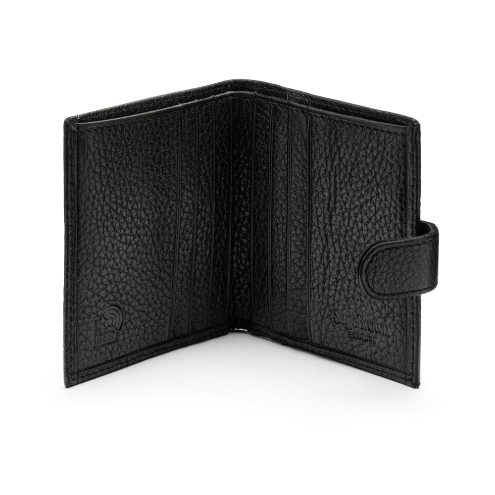 Compact Leather RFID Wallet With Tab Closure, Black | SageBrown
