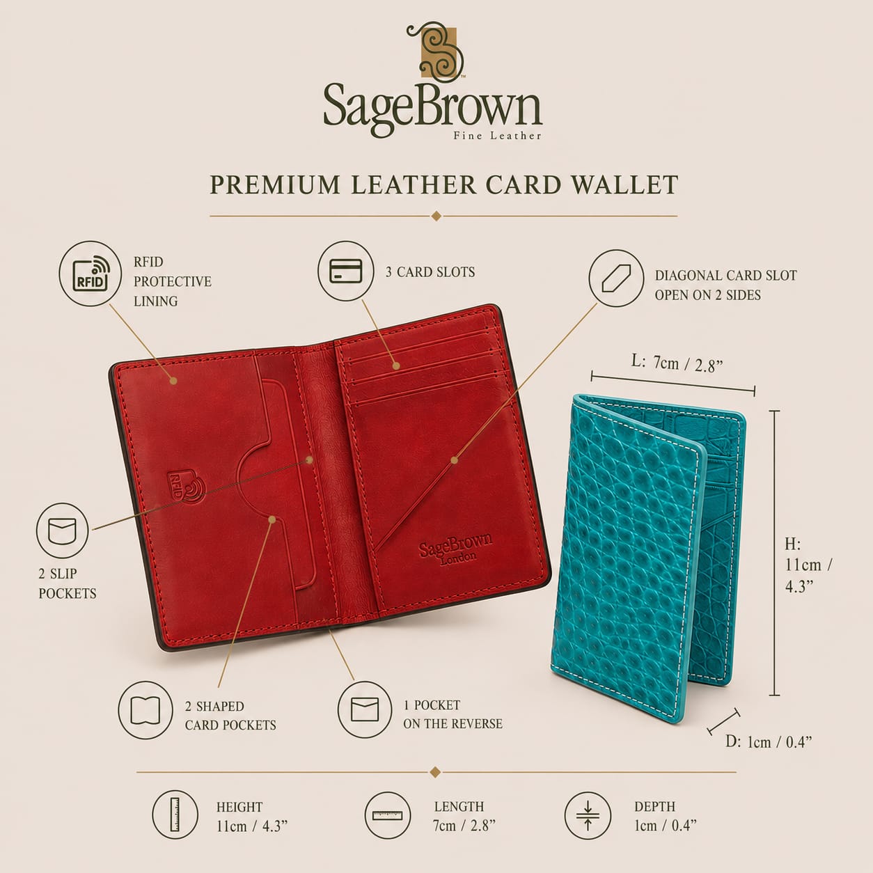 RFID leather card wallet, features