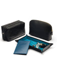 Leather cosmetic bag, black