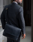 Large leather messenger bag, black, lifestyle