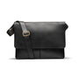 Leather messenger bag, black, front