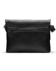 Leather messenger bag, black, back