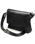 Leather messenger bag, black, side