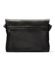 Leather messenger bag, black pebble grain, back