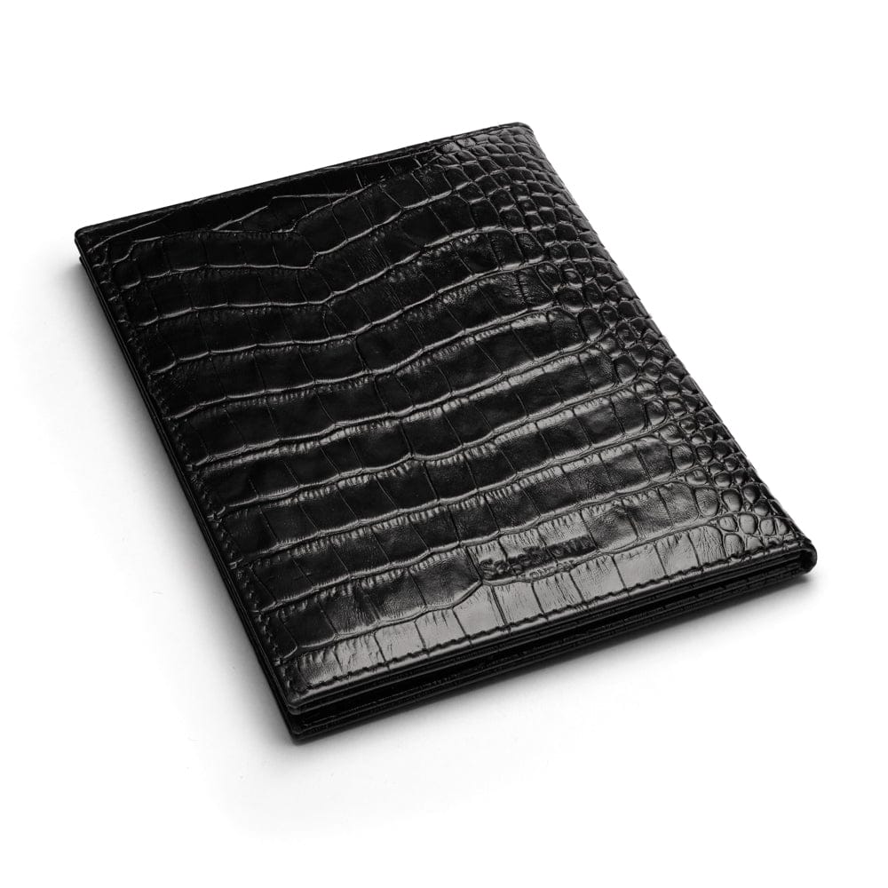 Double leather photo frame, black croc, 6 x 4", back