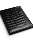 Double leather photo frame, black croc, 6 x 4", back