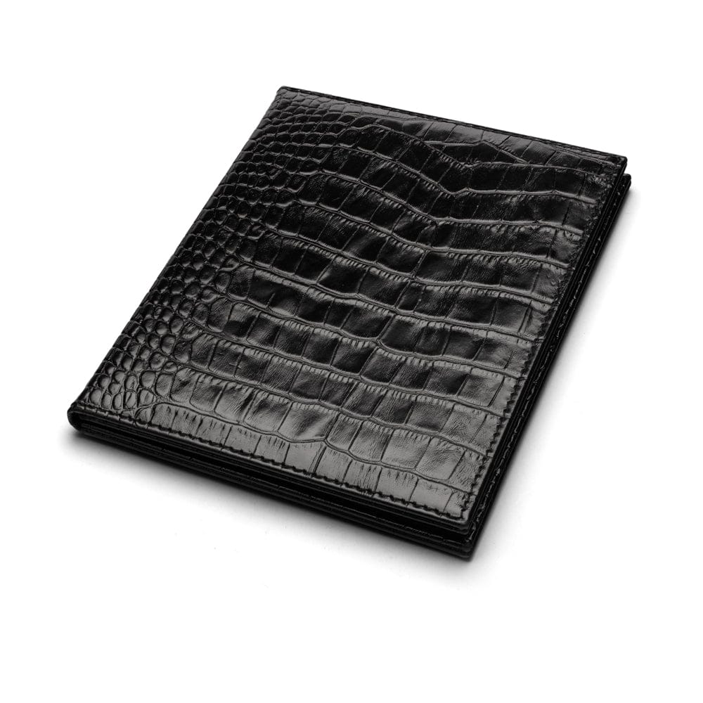 Double leather photo frame, black croc, 6 x 4", front