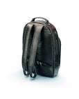 Leather 15"-17" Laptop Backpack, Cambridge, Black Croc Effect, back view