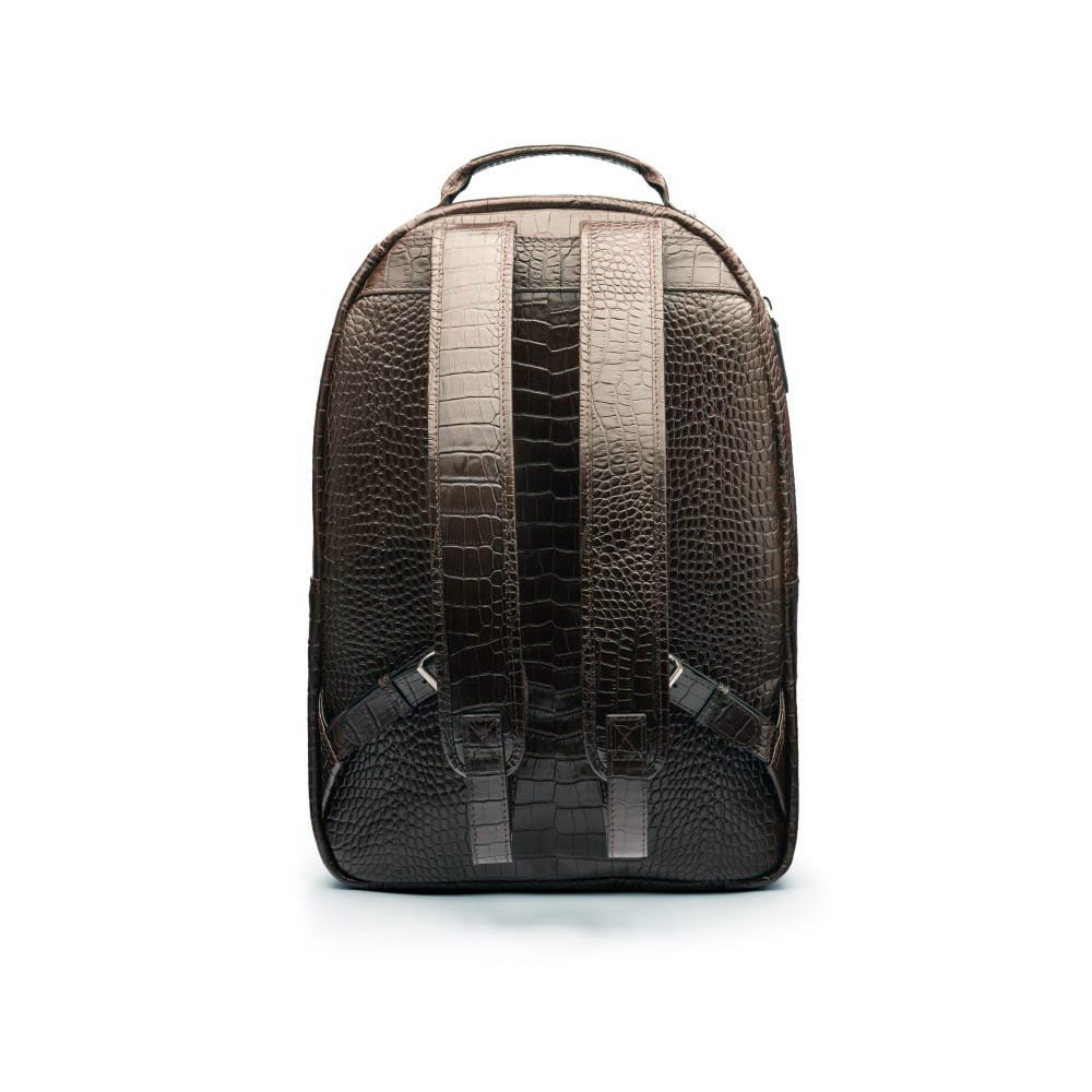 Leather 15"-17" Laptop Backpack, Cambridge, Black Croc Effect, back