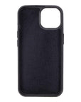 iPhone 15 case in leather with RFID, black croc, inside back cover