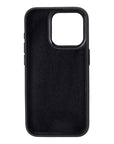 iPhone 15 Pro case in leather with RFID, black croc, inside back cover