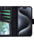 iPhone 15 Pro case in leather with RFID, black croc, inside