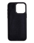 iPhone 15 Pro Max case in leather with RFID, black croc, inside back cover