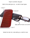 Large leather glasses case, features and dimensions