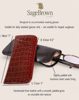 Large leather glasses case, features and dimensions